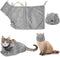 2 Pieces Cat Grooming Washer Mesh Bag Cat Muzzles Breathable Mesh Muzzles Adjustable Kitten Scratch-Resistant Cat Restraint Bag Fixed Bag Cat Bath Bag for Cat Bathing Nail Trimming Feeding (Gray)