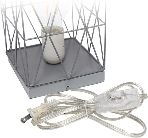 Simple Designs LT1073-GRY Geometric Square Metal Table Lamp, Gray