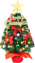 Small Christmas Tree, 2ft Mini Christmas Tree, Artificial Small Desktop Xmas Tree with Lights and Tree Ornaments, for Christmas Thanksgiving Decorations