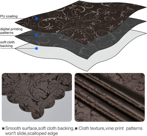 Locika Washable Vinyl Tablecloth Easy Care Dinning Tablecloth Rectangle Heavy Plastic Tablecloth Waterproof Spillproof Vinyl Tablecloth (Chocolate, 60" X 120" Rectangle/Oblong)