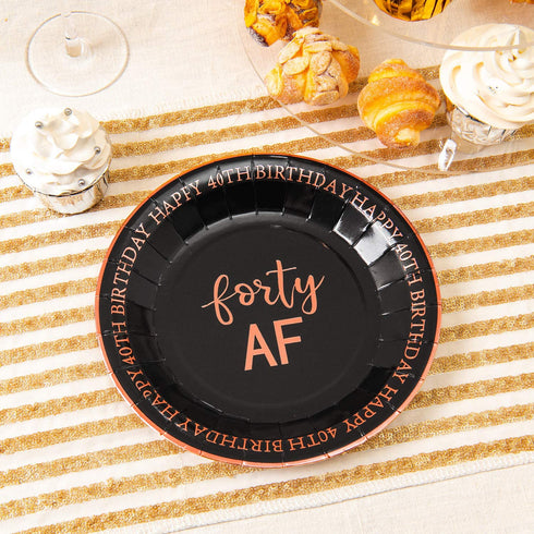 Crisky 40th Birthday Plates Rose Gold Women 40th Birthday Decorations Dessert, Buffet, Cake, Lunch, Dinner Plates for 40th Birthday Party Supplies, Forty XX, Happy 40th Birthday! 50 Count, 9" Plate