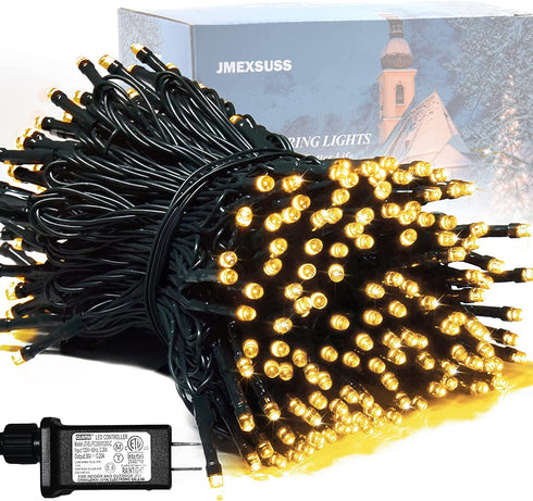 JMEXSUSS 66ft 200 LED Christmas Lights Indoor Outdoor, Warm White Christmas Tree Lights Green Wire, 8 Modes Plug in Waterproof Twinkle String Lights, for Bedroom, Wedding, Holiday Tree Decorations