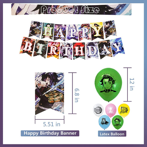 116Pcs Anime Birthday Party Decorations, Birthday Party Supplies Set for kids Include Banner, Cake Topper, Cupcake Topper, Balloons, Sticker Birthday Party Supplies for Girls and Boys Gifts Anime Birthday Decorations