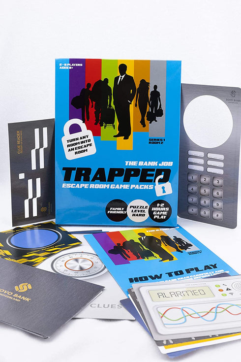 Trapped Escape Room Games BJ001 Bank Job, Ideal Family Game for Lockdown / Turn Your Home into a Escape Room, No Waiting for Turns, Escape Room in a Box Kit, Up to 6 Players, Age 8+