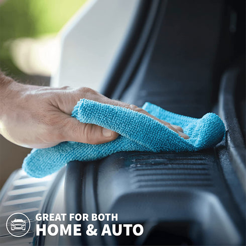 S&T INC. Microfiber Cleaning Cloths Reusable and Lint-Free Towels for Home, Kitchen and Auto, 11.5" x 11.5", 50 Pack, Light Blue