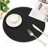 SHACOS Round Braided Placemats Set of 6 Washable Cotton Polyester Woven Round Table Mats 15 inch Heat Resistant (Black, 6)