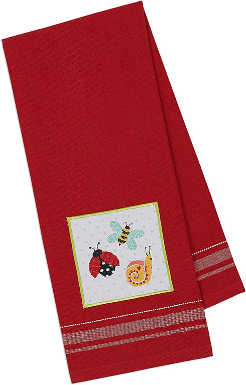 DII Cotton Embellished Dish Towels, 18x28 Set of 4, Decorative Oversized Kitchen Towels, Perfect Home and Kitchen Gift-Strawberry Patch