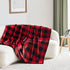 Touchat Fleece Throw Blanket, Buffalo Plaid Flannel Throw Blanket for Couch Sofa Bed, 50'' x 70'' Super Soft Warm Fuzzy Plush Blankets Decor, Lightweight Cozy Travel Camping Blanket (Red & Black)