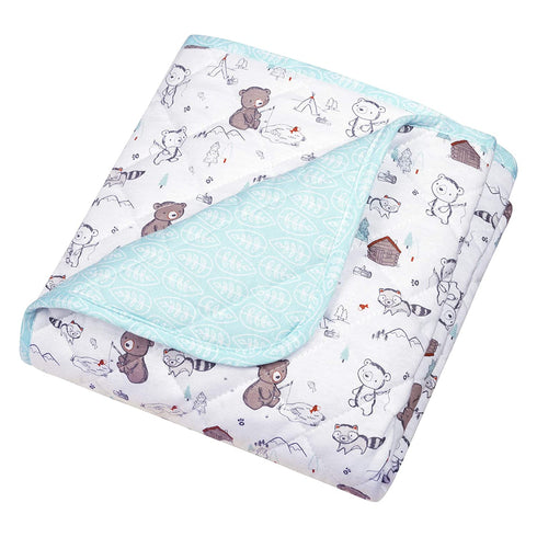 Trend Lab Quilted Jersey Baby Blanket, Fishing Bears