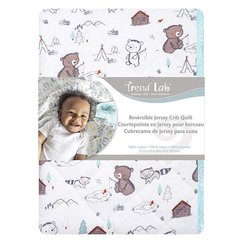 Trend Lab Quilted Jersey Baby Blanket, Fishing Bears