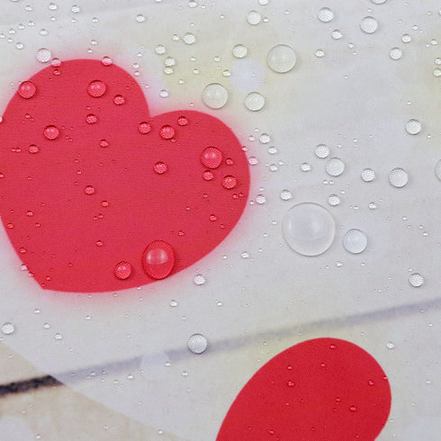 Happy Valentines Day Shower Curtain Cute Red Love Heart on Pink Bathroom Decor Polyester Fabric Waterproof with Hooks 72 x 72 Inch