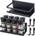Wetheny Fridge Magnet Organizer Magnetic Spice Rack with Four Removable Hook Refrigerator Shelf Rack Black (2 Pack)