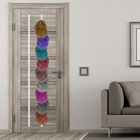 2 Pieces Adjustable Door Cap Rack Closet Hanging Cap Organizer Hanging Cap Keeper Baseball Cap Holder Hanging Cap Hook Organizer Cap Hat Display Rack with Hooks Door Hat Storage Hanger (White)