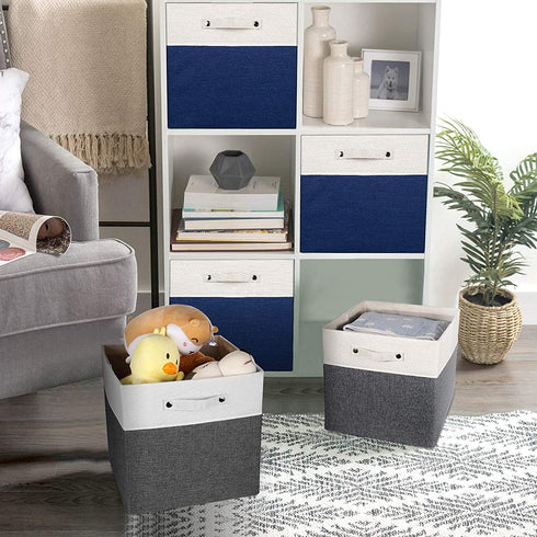 Vextronic Cube Storage Bins 13x13x13 inches Foldable Storage Baskets Fabric Storage Organizer Bins with Handles for Home and Office Shelf Closet, Toy Organizer and Clothes Storage (3 Pack)