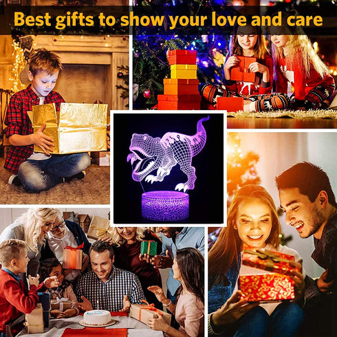 FUFUYOU T-rex Dinosaur Toys, 16 Colors 3D Desk Lamp Dimmable Remote Control Night Light for Kids Age 2 3 4 5 6 7 8-12 Year Old Boys Gifts Room Birthday Christmas