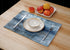 Blue and Grey Placemats Set of 4 Modern Abstract Art Placemats Heat Resistant Non-Slip Artwork Dining Placemats Washable Table Mats for Home Kitchen (Blue and Grey, 18"X12")