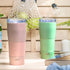 Zak Designs Lynden 28 oz Vacuum Insulated 18/8 Stainless Steel Travel Tumbler with Splash-Proof Lid, Includes Reusable Plastic Straw and Fits in Car Cup Holders, Misty Rose