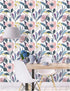 HaokHome 93019 Floral Peel and Stick Wallpaper Removable Pink/Blue/Yellow Vinyl Self Adhesive Shelf Liner 17.7in x 9.8ft