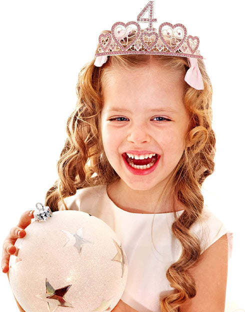 4th Birthday Gifts for Girl, Birthday Crowns for Girl 4,4th Birthday Sash and Crown,4th Sash Birthday Girl, Birthday Gifts for 4 year old Girls,4th Birthday Party Supplies,4th Birthday Crown