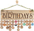 Birthday Wooden Calendar with 80pcs Round Discs for Family Wall Hanging, Anniversary Wood Reminder Board for Home Décor, DIY Gift for Grandma, Mom and Friends (Birthday)
