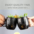 Moscow Mule Mugs Set of 2 - Black Plated Hammered Mugs 18 oz/ 550ml With Brass Handle and Stainless, Unlined Cups For Moscow Mule Cocktails and other Chilled Drinks (Black) SC020