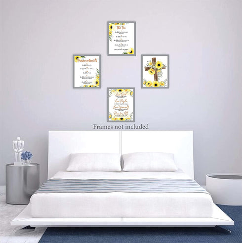 10 Commandments Wall Art - Fruit of The Spirit Wall Art - Ten Commandments Wall Decor - Christian Gift - Sunflower Decor - Family Wall Decor - UNFRAMED 8x10inch