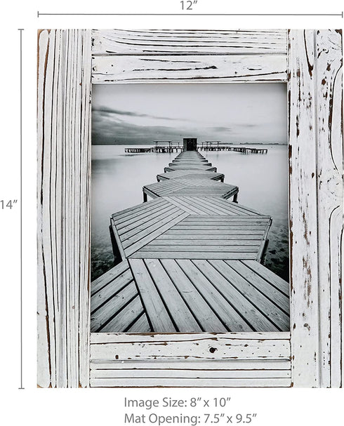 Barnyard Designs Rustic Farmhouse Distressed Picture Frame - White Wood Photo Frame 8? x 10?