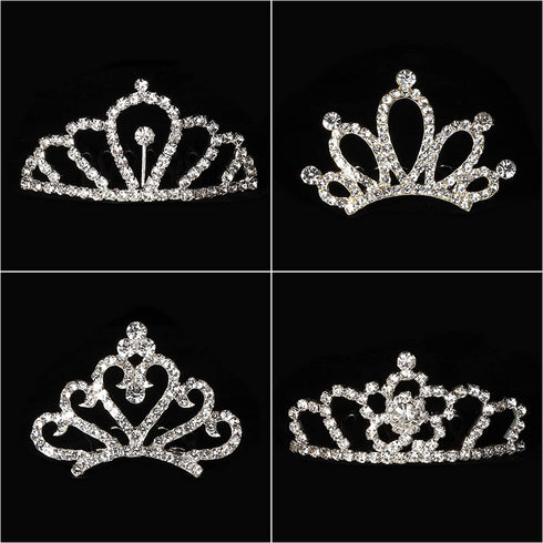 Bingcute 12Pcs Girl Princess Rhinestone Tiara Crown with Comb For Princess Party Favors tiaras and crowns for little girls