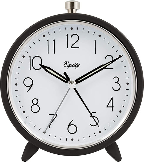 Equity by La Crosse 20091 5 Inch Silent Sweeping Quartz Metal Alarm Clock, Dark Gray