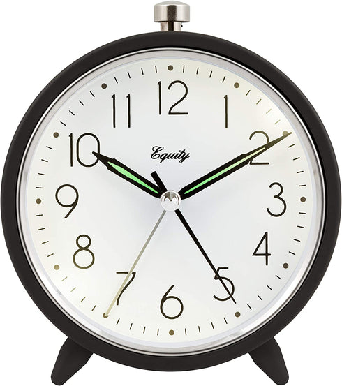 Equity by La Crosse 20091 5 Inch Silent Sweeping Quartz Metal Alarm Clock, Dark Gray