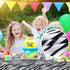 8 Pieces Animal Safari Theme Zoo Table Covers Tropical Palm Leaf Tablecloth Zebra Print Tablecloth Leopard Giraffe Print Table Cover for Animal Themed Party Supplies Birthday Baby Shower Zoo Jungle