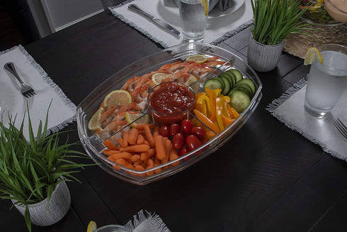Summer at the Shore Divided Appetizer Serving Platter, Great for Picnics and Barbeques, Outdoor Hosting Party Planning Accessory, One Size, Clear (1567A6-AMZ)