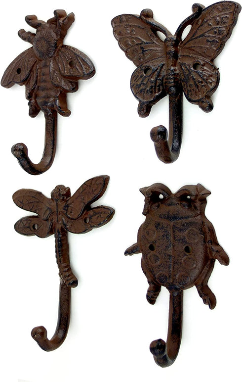 Bugs cast Iron Coat Hooks, Set of 4