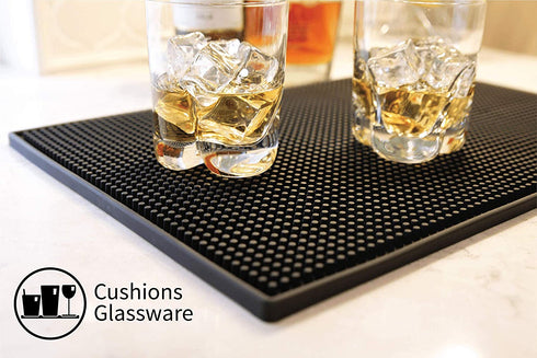 S&T INC. Rubber Bar Mats, Coffee Maker Mats, or Countertop Spill Mats, 11.9 Inch x 17.8 Inch, Black, 2PK