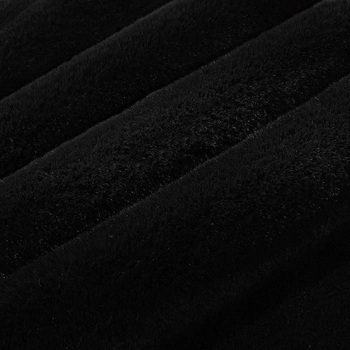 SISIZH Decorative Plush Faux Fur Throw Pillow Covers with Zipper Closure, 20x20 Inch Luxury Velvety Soft Square Cushion Cases Pillowcase for Couch, Set of 2, Black