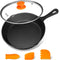 MICHELANGELO Cast Iron Skillet, 8 Inch Cast Iron Skillet With Lid, Preseasoned Small Skillet Oven Safe, Iron Skillets for Cooking with Silicone Handle & Scrapers - 8 Inch