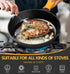 MICHELANGELO Cast Iron Skillet, 8 Inch Cast Iron Skillet With Lid, Preseasoned Small Skillet Oven Safe, Iron Skillets for Cooking with Silicone Handle & Scrapers - 8 Inch