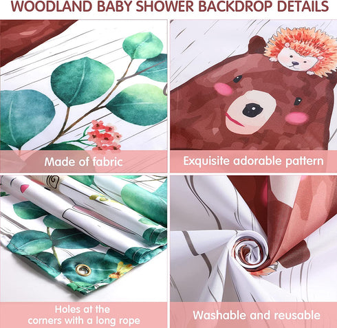 Woodland Decorations for Baby Animals Backdrop Balloon Arch Garland Kit Woodland Backdrop Forest Eucalyptus Ivy Leaves Balloons For Baby Shower Gender Neutral Birthday Party Supplies