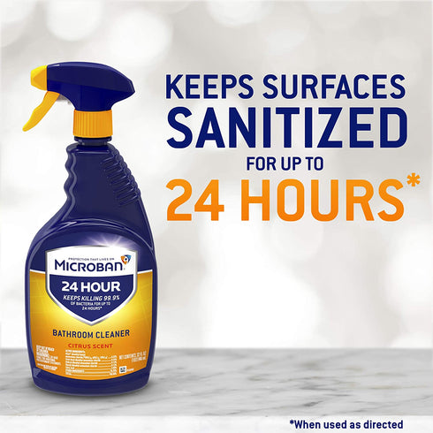 Microban 24 Hour Bathroom Cleaner and Sanitizing Spray, Citrus Scent - 22 Ounce (Pack of 2)