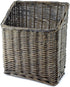 AuldHome Gray Washed Magazine / File Basket, Farmhouse Rustic Woven Willow Storage Basket
