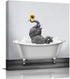 Canvas Wall Art Print Bathroom Wall Art Decor-Happy Elephant with Sunflower in Bathtub Black White Illustration Artwork Canvas Prints Stretched & Framed Ready to Hang Home Decor Wall Decor (12''x12'')