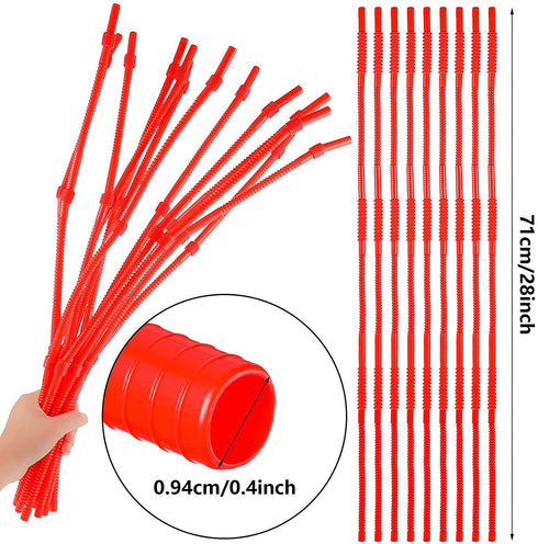 Flexible Drinking Straws Extra Long Plastic Straws for Camping Limited Mobility Situations Dishwasher, Red (12 Pieces,28 Inches)