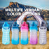 EYQ Half Gallon/64 oz Water Bottle with Time Marker, Carry Strap and Motivational Quote, Leak-Proof Tritan BPA-Free, Ensure You Drink Enough Water for Fitness, Gym, Camp, Outdoor Sports (Clear Blue)