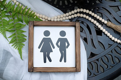 Lavender Inspired Farmhouse Bathroom Signs-Cute Bathroom Wall Decor-Half Bath Signs Funny- Wooden Framed Unisex Toilet Decor-Restroom Sign-Guests Bath-Housewarming Gifts 8x8 Inch