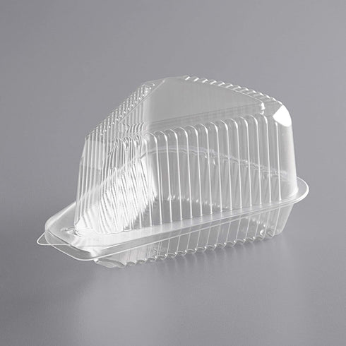 50 Cake Slice Containers with Lids | Hinged Medium Disposable Plastic Cake Containers | Clear Cheesecake Container, Individual Cake Pie Slice Boxes for Flan Dessert Pastry Cookie Snack Fruit Packaging