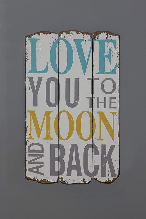 Creative Co-Op DA3771 Wood Love You to the Moon and Back Wall Plaque