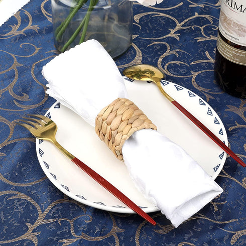 12pcs Round Woven Napkin Ring, Rustic Napkin Ring Holders Handmade by Natural Water Hyacinth, Farmhouse Napkin Rings, Set of 12 Napkin Rings