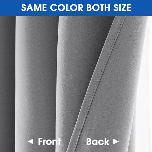 HOMEIDEAS 2 Panels Blackout Short Curtains for Small Window Tiers 24 inch Long Grommet Small Curtain Drapes Half Window Curtains for Kitchen Bathroom Cafe Dining, Light Grey