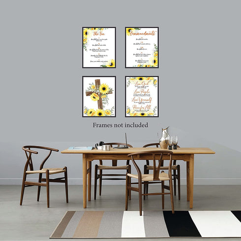 10 Commandments Wall Art - Fruit of The Spirit Wall Art - Ten Commandments Wall Decor - Christian Gift - Sunflower Decor - Family Wall Decor - UNFRAMED 8x10inch