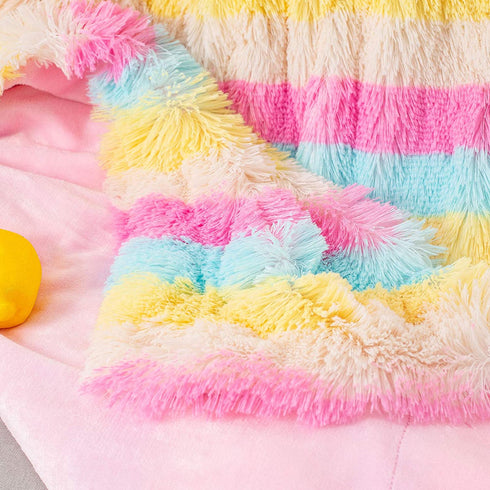 GONAAP Faux Fur Throw Blanket Decorative Super Soft Fuzzy Shaggy Luxurious Cozy Plush Fluffy Long Hair Comfy Microfiber Fleece Reversible for Coach Bed Chair Sofa ?Baby Rainbow 50"X60"?
